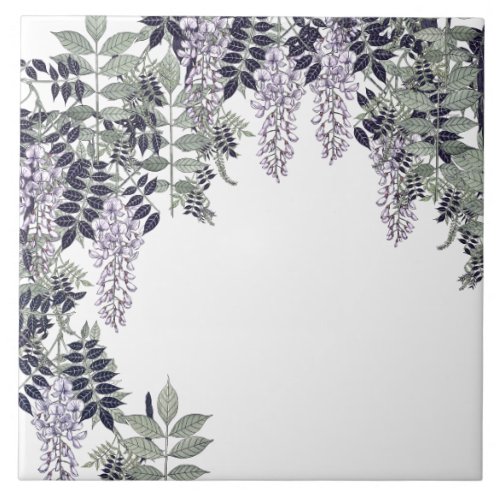 French Art Nouveau Wisteria Flowers Ceramic Tile