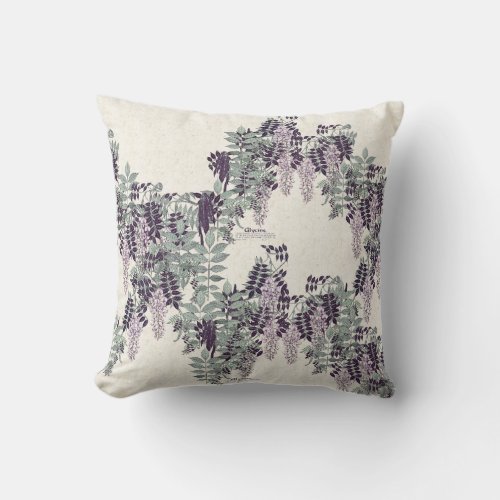 French Art Nouveau Wisteria Flowers Throw Pillow