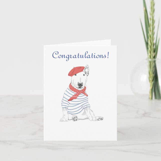 French Artist Bull Terrier Congratulations  Card (Front)
