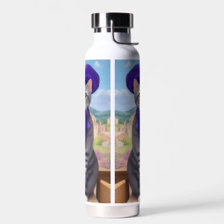 French Artist Kitty Visits Lavender Farm Water Bottle