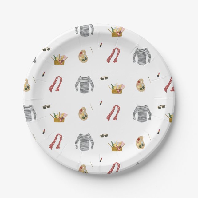 French Artist Picnic in the Park Paper Plates (Front)