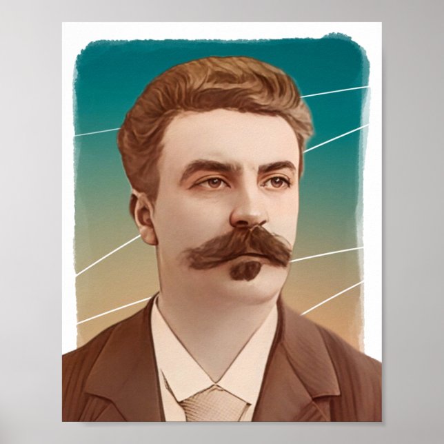 French Author Guy de Maupassant illustration  Poster (Front)