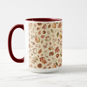 French Autumn Countryside Café Vintage Pattern Mug