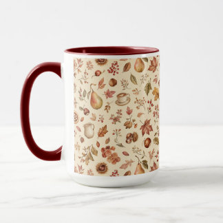 French Autumn Countryside Café Vintage Pattern Mug