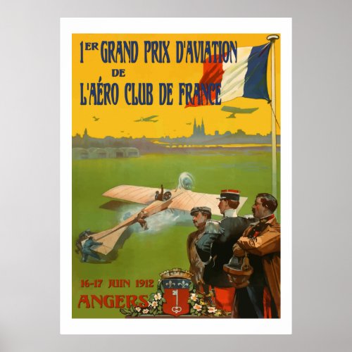 French Aviation Restored vintage french Ads Poster