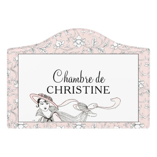 French Baby Girl Room Pink Floral Sign