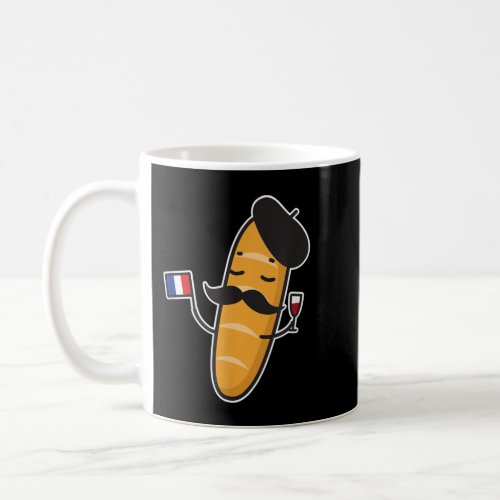 French Baguette Holding A French Flag And Wine Gla Coffee Mug