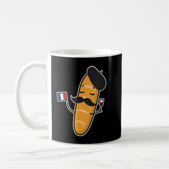 French Baguette Holding A French Flag And Wine Gla Coffee Mug (Left)