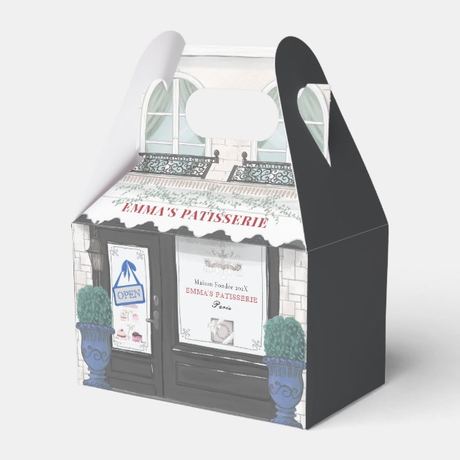 French Bakery Cafe Patisserie Black Favor Box (Front Side)