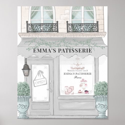 French Bakery Cafe Patisserie Gray Backdrop Poster