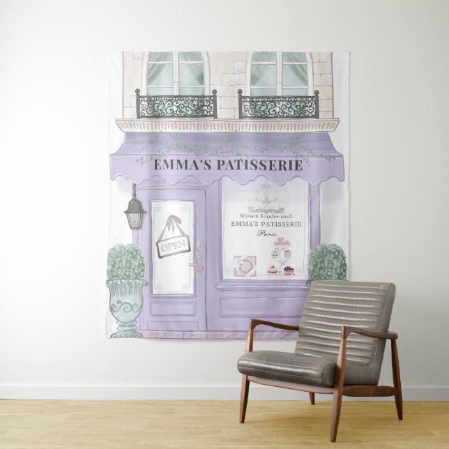 French Bakery Cafe Patisserie Lavender Backdrop (In Situ)