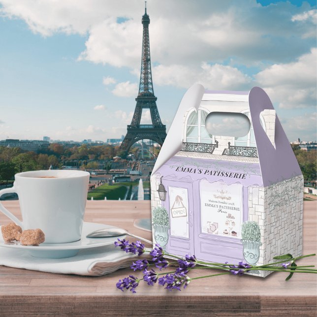 French Bakery Cafe Patisserie Lavender Favor Boxes (Creator Uploaded)