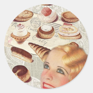french bakery cupcake pastry desserts classic round sticker