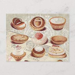 french bakery cupcake pastry desserts postcard