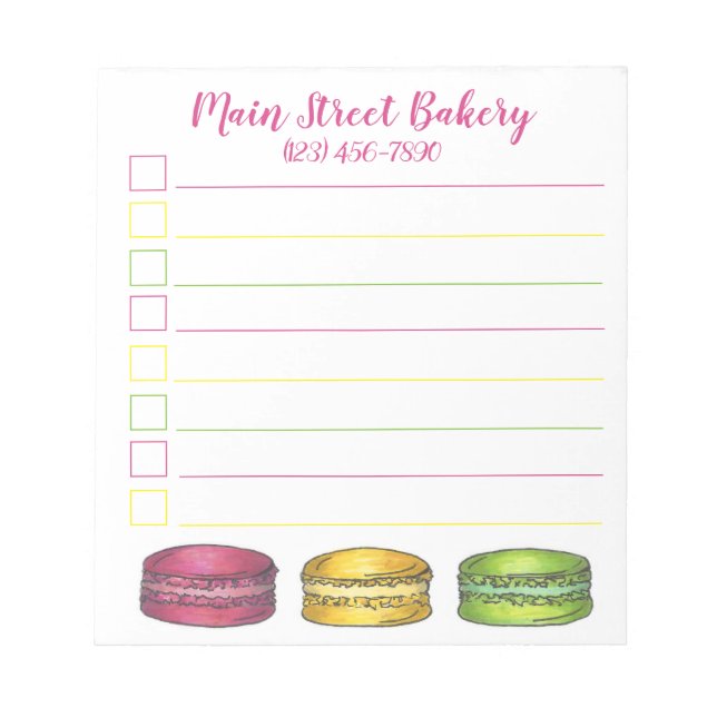 French Bakery Macaron Cookies Pastry Personalized Notepad (Front)