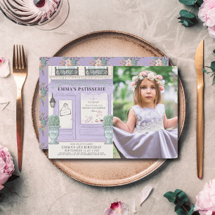 French Bakery Paris Lavender Girl Birthday Photo Invitation