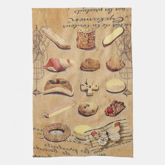 french bakery pastry cookies cake dessert kitchen towel (Vertical)