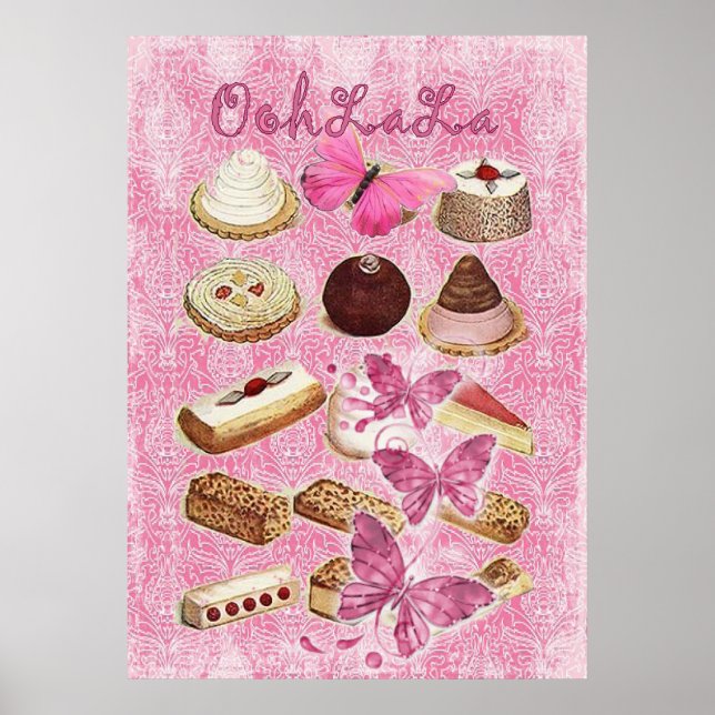 french bakery pastry cookies cake dessert poster (Front)