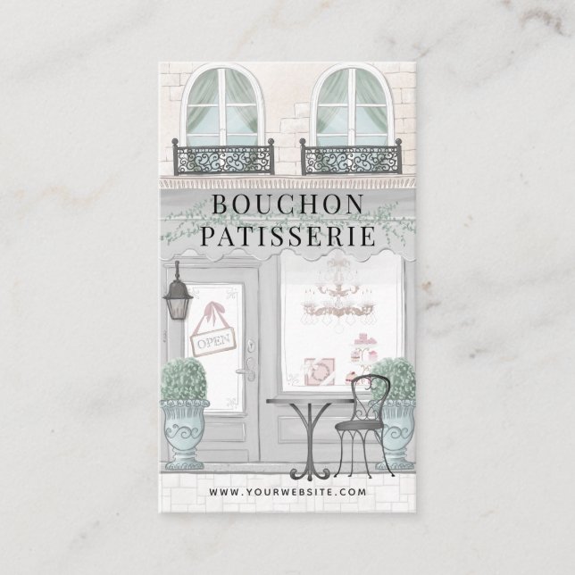 French Bakery Patisserie Cafe Gray Business Card (Front)