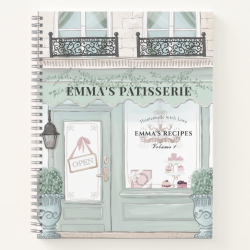 French Bakery Patisserie Cafe Green Recipe Notebook