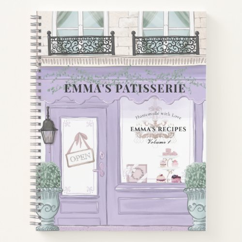 French Bakery Patisserie Cafe Lavender Recipe Notebook