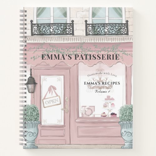 French Bakery Patisserie Cafe Pink Recipe Notebook