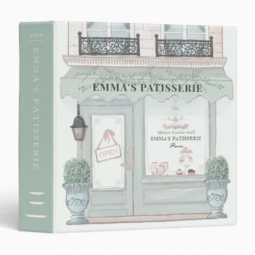 French Bakery Patisserie Cafe Pistachio Green 3 Ring Binder