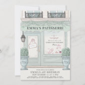 French Bakery Patisserie Paris Green 1st Birthday Invitation (Front)