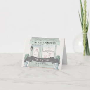 French Bakery Patisserie Paris Green Bat Mitzvah Letterpress Thank You Card