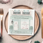 French Bakery Patisserie Paris Green Bat Mitzvah Napkins<br><div class="desc">This cute french cafe/bakery/patisserie theme girl's Bat Mitzvah paper napkin features a french patisserie/bakery/cafe storefront in pistachio green. Personalize for your needs. You can find more matching products at my store.</div>