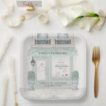 French Bakery Patisserie Paris Green Birthday Paper Plates<br><div class="desc">This cute french cafe/bakery/patisserie/paris theme girl's birthday paper plate features a cream background with a french patisserie/bakery/cafe storefront in pistachio green. Personalize for your needs. You can find more matching products at my store.</div>