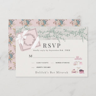 French Bakery Patisserie Paris Pink Bat Mitzvah RSVP Card