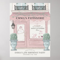 French Bakery Patisserie Pink Birthday Welcome Poster