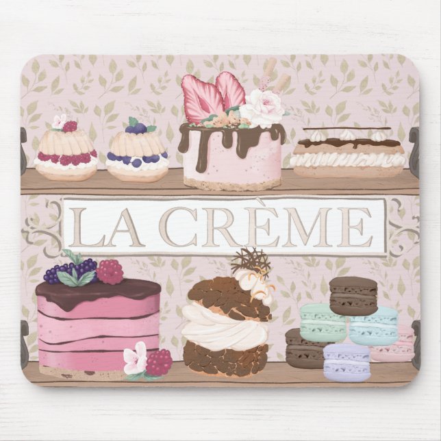 French Bakery Shop Pastries Macarons Tortes Mouse Pad (Front)