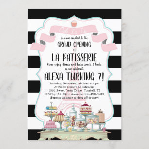 French Bakery Sweets and Treats Birthday Party Invitation