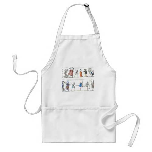 French Ballet Character Illustrations Adult Apron