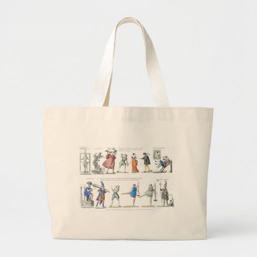 French Ballet Character Illustrations Large Tote Bag