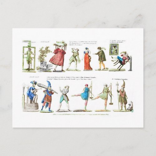 French Ballet Characters Vintage Postcard