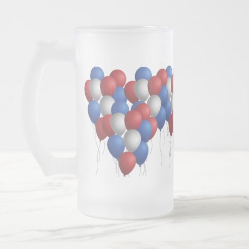 French Balloons Frosted Glass Beer Mug