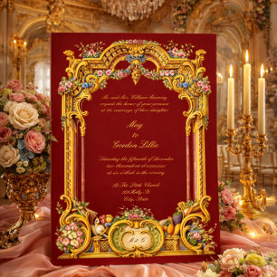 French Baroque Rococo Style Altar Colorful Wedding Invitation