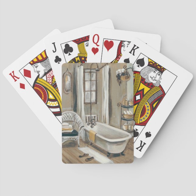 French Bathroom with Bathtub Poker Cards (Back)