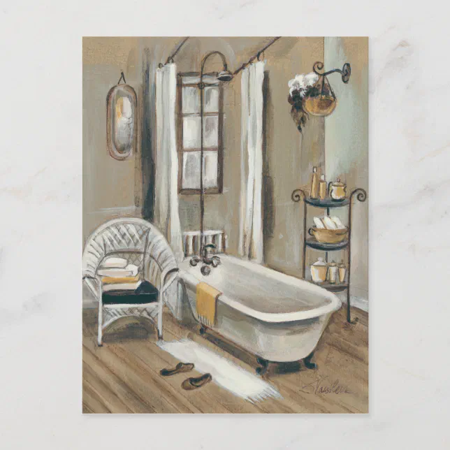 French Bathroom with Bathtub Postcard Zazzle