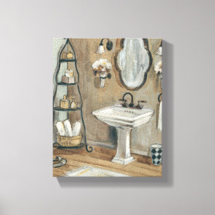 French Bathroom with Mirror and Sink Canvas Print