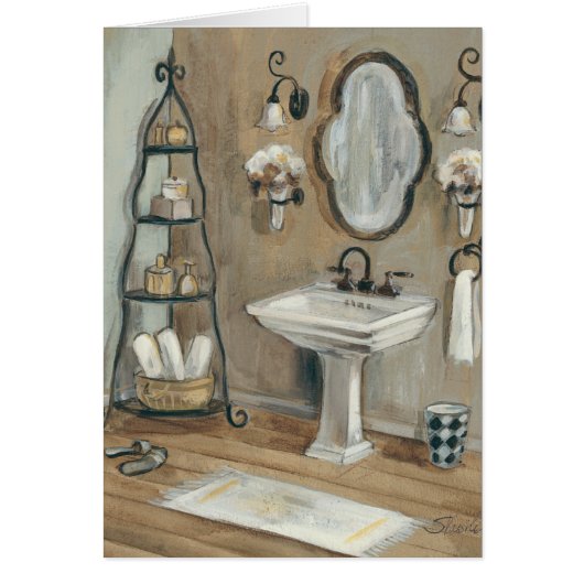 French Bathroom with Mirror and Sink Cards (Front)