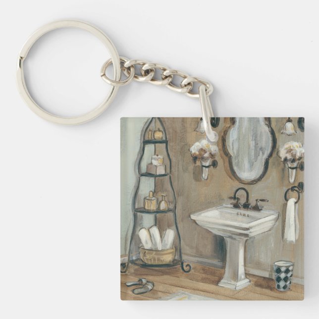 French Bathroom with Mirror and Sink Keychain (Front)