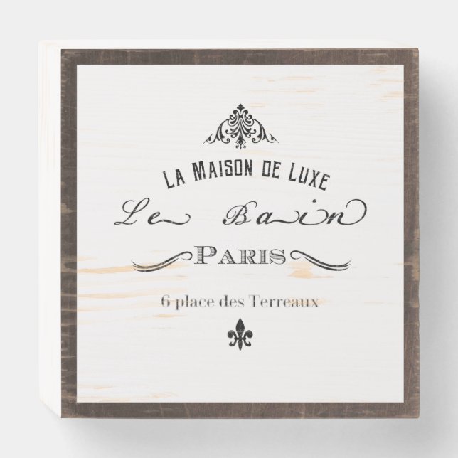French Bathroom Wooden Box Sign (Front Horizontal)