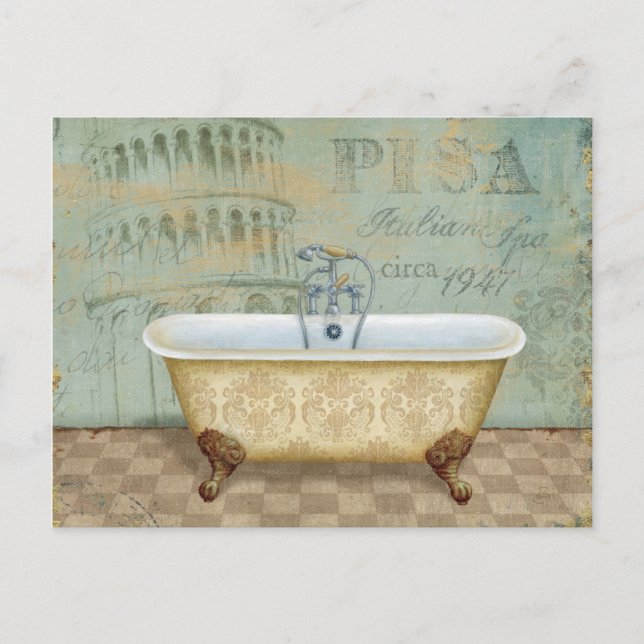 French Bathtub and the Leaning Tower of Pisa Postcard (Front)