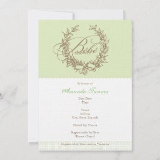 French Bebe Shower Invitation - Green