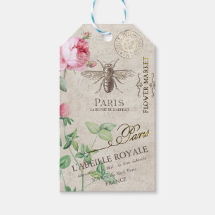 French Bee and Flower Personalized Apiary Honey Gift Tags