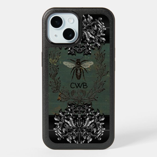 French Bee Cool  Protective  Monogram  iPhone 15 Case (Back)